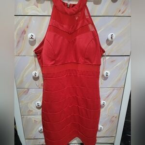 Red Elegant Sleeveless Dress Love, Nickie Lee Red Halter